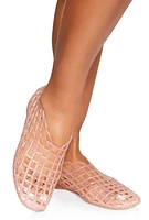 Womens Cut Out Jelly Flats, Pink,