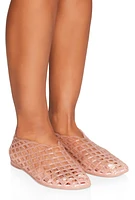 Womens Cut Out Jelly Flats, Pink,