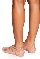 Womens Cut Out Jelly Flats, Pink,