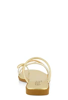 Womens Metallic Toe Loop Strappy Slide Sandals, Gold,