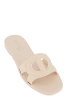 Womens Cut Out Band Open Toe Slide Sandals,