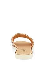 Womens Rhinestone Band Slide Sandals, Rosegold, Size 11
