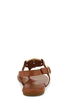 Womens Geometric Pendant Ankle Strap Thong Sandals, Brown, Size 6