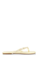 Womens Rhinestone Bow Studded Thong Sandals, Gold, Size 9