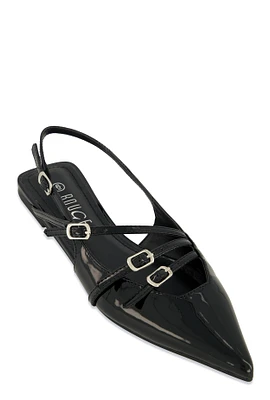 Womens Slingback Buckle Flats,