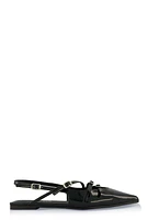 Womens Slingback Buckle Flats,