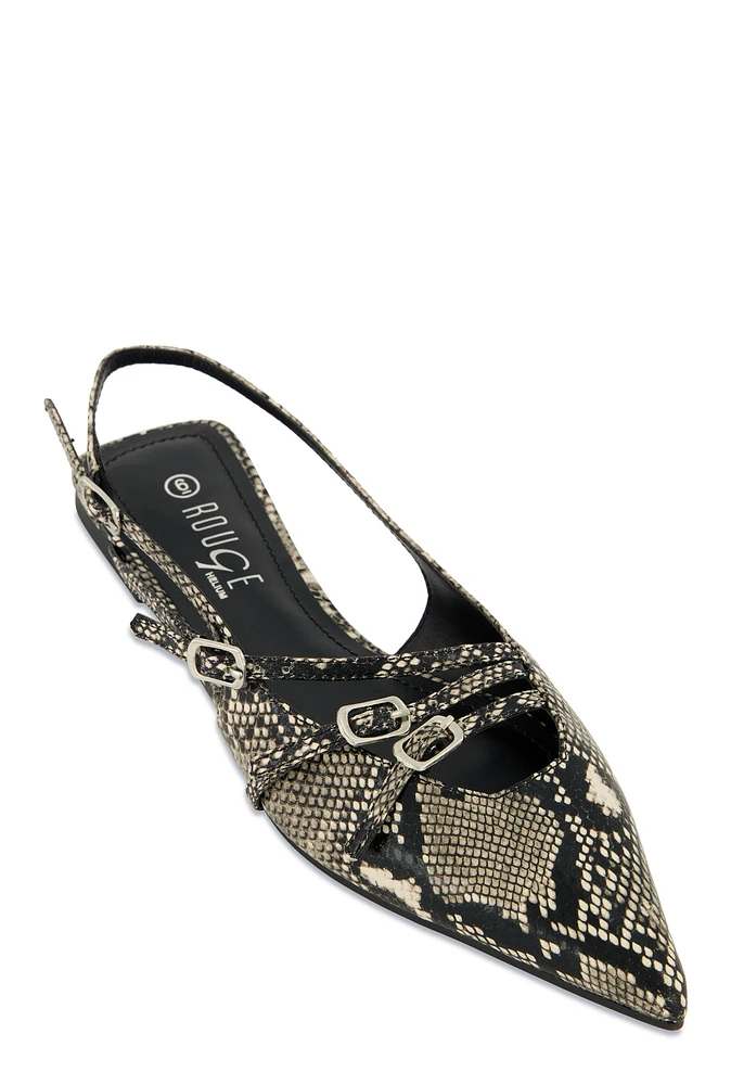 Womens Slingback Buckle Flats, Multi,
