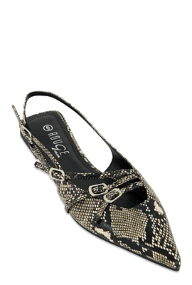 Womens Slingback Buckle Flats, Multi,