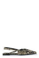 Womens Slingback Buckle Flats, Multi,