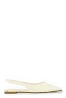 Womens Slingback Pointed Toe Flats, White, Size 6.5
