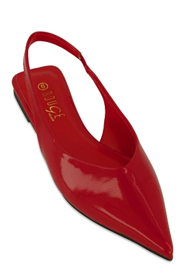 Womens Slingback Pointed Toe Flats, Red, Size 6