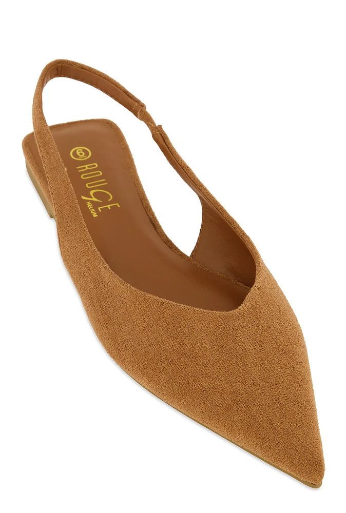 Womens Slingback Pointed Toe Flats, Brown,