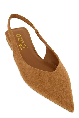Womens Slingback Pointed Toe Flats, Brown,