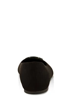 Womens Geo Pendant Flats, Black,
