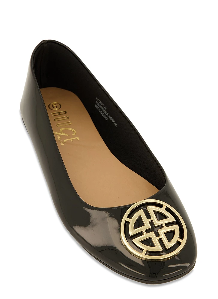 Womens Geo Pendant Flats,