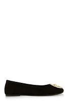 Womens Rhinestone Lion Pendant Ballet Flats,