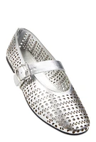 Womens Cut Out Mary Jane Flats, Silver,