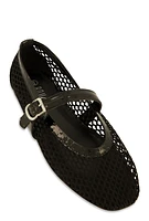 Womens Fishnet Mary Jane Flats, Black, Size 8.5