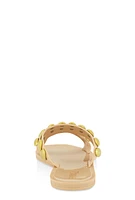 Womens Studded Double Band Jelly Sandals,
