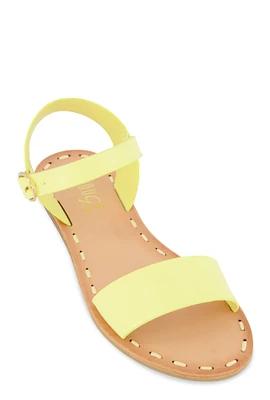 Womens Contrast Stitch Ankle Strap Sandals, Yellow, Size 10
