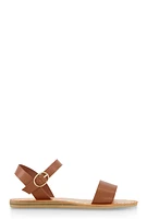 Womens Contrast Stitch Ankle Strap Sandals, Brown, Size 11