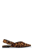 Womens Buckle Slingback Flats, Brown, Size 6.5