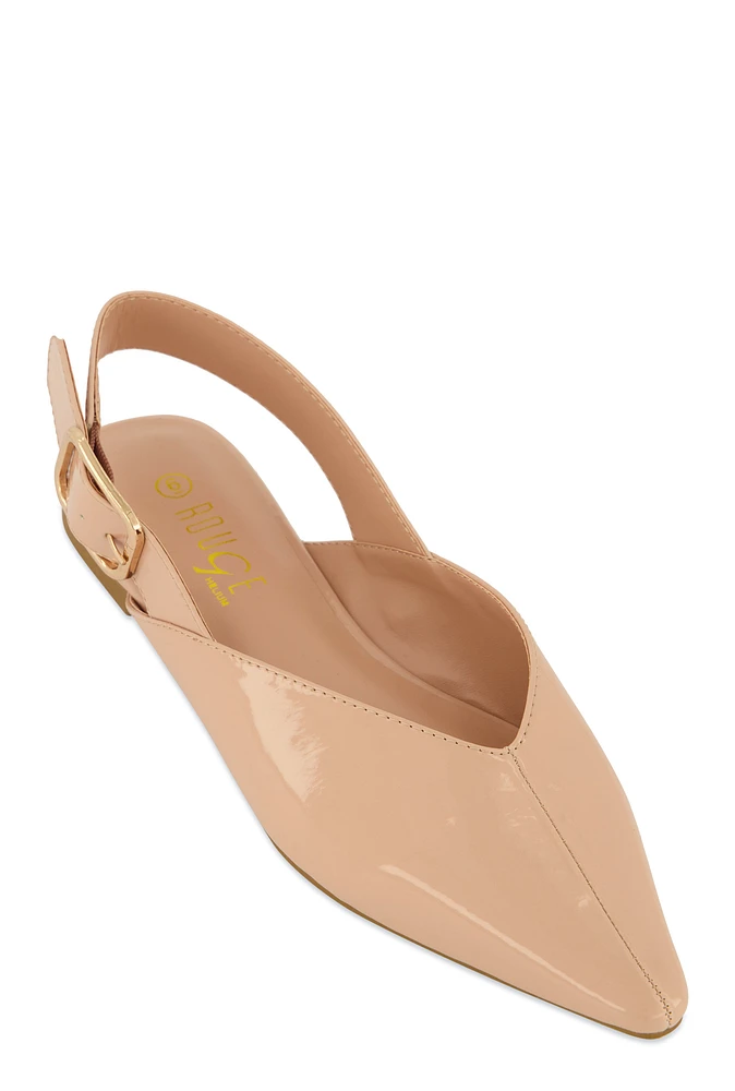 Womens Buckle Slingback Flats,