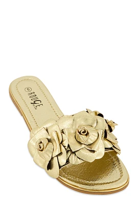 Womens Floral Band Slide Sandals,