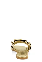 Womens Floral Band Slide Sandals,