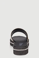 Womens Studded Band Open Toe Slide Sandals,