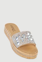 Womens Studded Band Open Toe Slide Sandals, Brown, Size 9