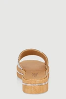 Womens Studded Band Open Toe Slide Sandals, Brown, Size 9