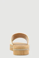Womens Faux Pearl Studded Band Slide Sandals, Gold, Size 7