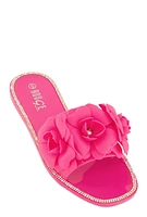 Womens Flower Band Jelly Slide Sandals, Pink, Size 10