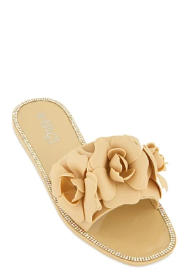 Womens Flower Band Jelly Slide Sandals,