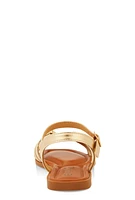 Womens Woven Band Ankle Strap Sandals, Gold,