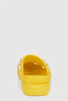 Womens Faux Pearl Rhinestone Charm Slingback Clogs, Yellow, Size 8.5