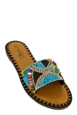 Womens Bohemian Slide Sandals, Multi,