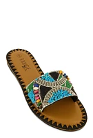 Womens Bohemian Slide Sandals, Multi,