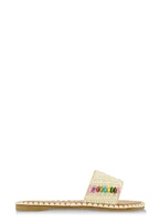 Womens Bohemian Slide Sandals, White, Size 10