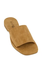 Womens Faux Suede Slide Sandals, Beige, Size 8