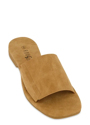 Womens Faux Suede Slide Sandals,