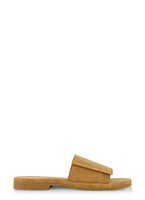 Womens Faux Suede Slide Sandals, Beige, Size 8