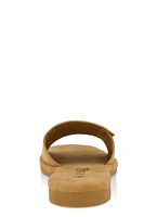 Womens Faux Suede Slide Sandals, Beige, Size 8