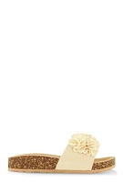 Womens Flower Petal Band Platform Slide Sandals,