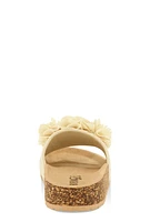 Womens Flower Petal Band Platform Slide Sandals,