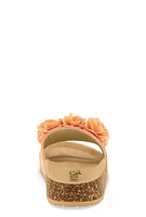 Womens Flower Petal Band Platform Slide Sandals, Orange, Size 10