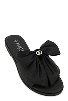 Womens Bow Band Open Toe Slide Sandals,