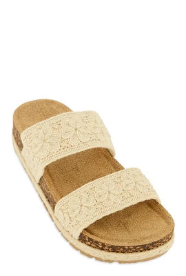 Womens Double Crochet Band Slide Sandals,