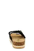 Womens Crochet Double Buckle Espadrille Footbed Sandals,